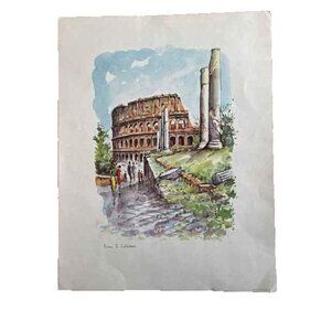 Rome Colosseum Watercolor Print – Vibrant Unframed Wall Decor Italian Wall Decor
